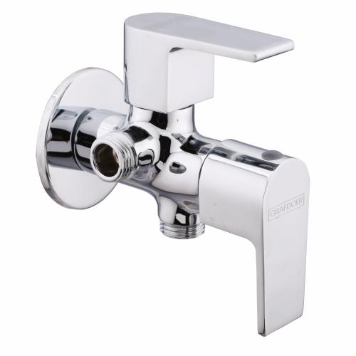 Two Way Angle Cock with Wall Flange Chrome